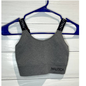 Nautica Gray RIbbed Sports Bra with Brand straps, Women Small